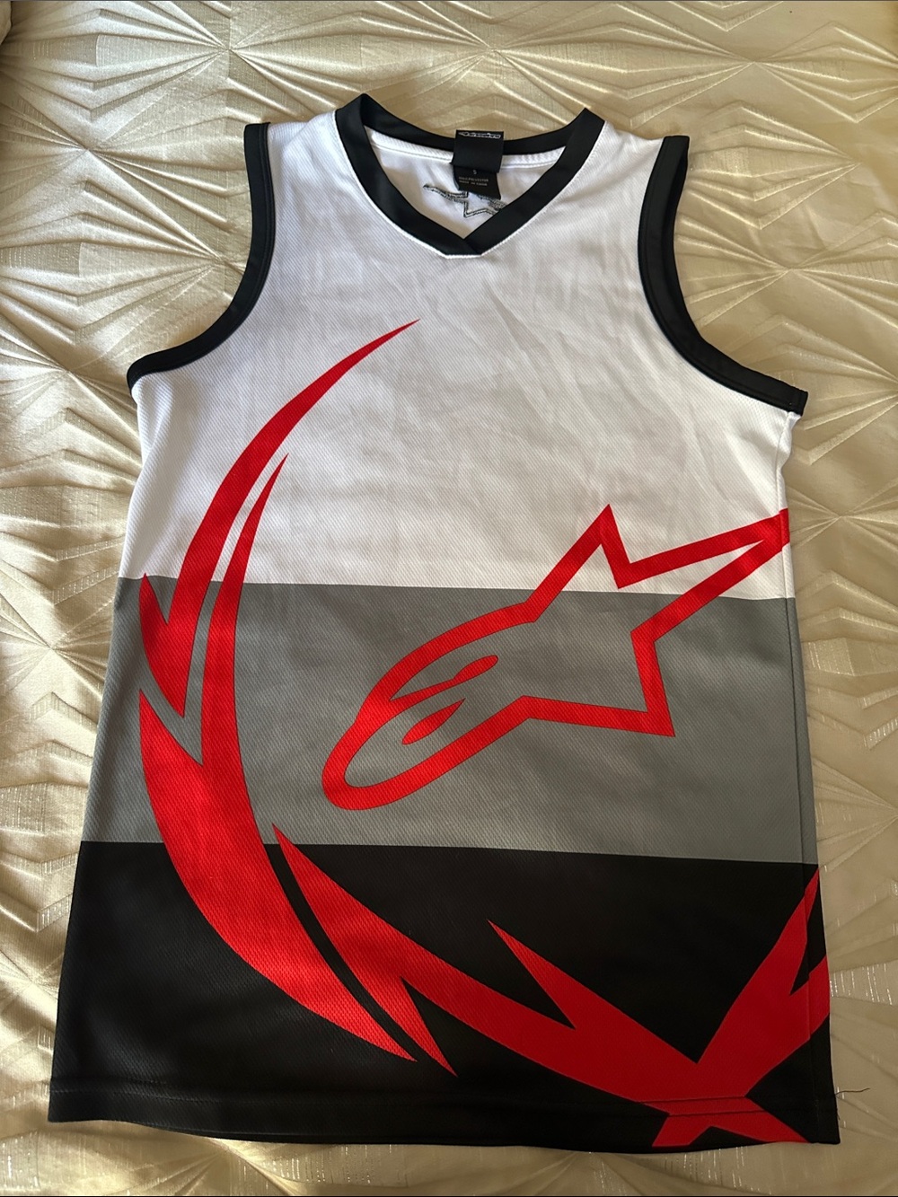 Alpinestars White, Black, Gray & Red Graphic Kids Athletic Tank